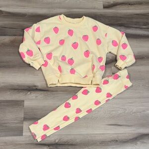 Zara Cream/yellow Set with Pink Strawberry Print